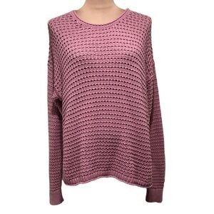 Madewell Open Stitch Austen Sweater Size Large Mauve Pink